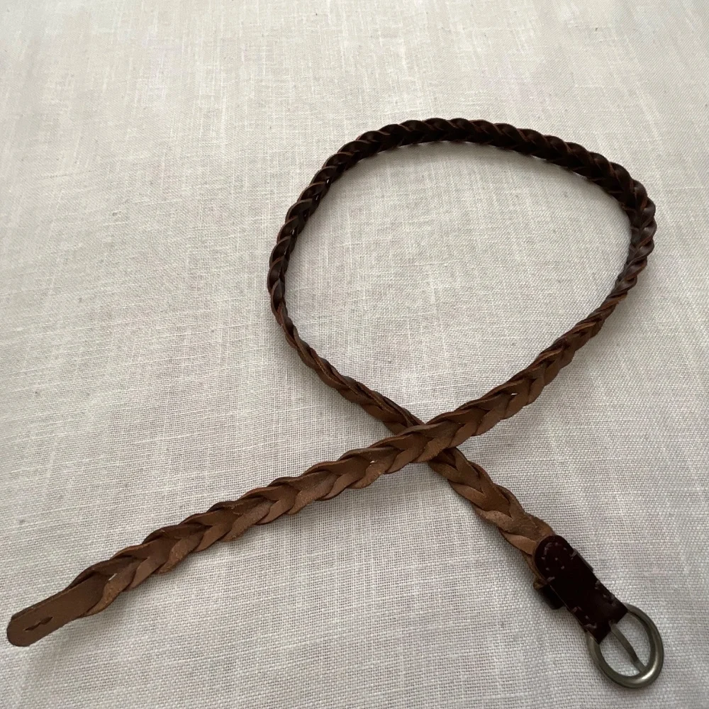 NEW Brown Braided Leather Adjustable Belt Size M/L NWOT